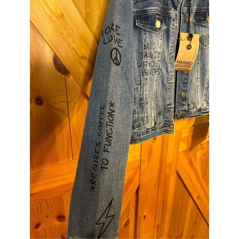 Mashed Potatoes premium denim jean jacket size small nwt (4987)￼